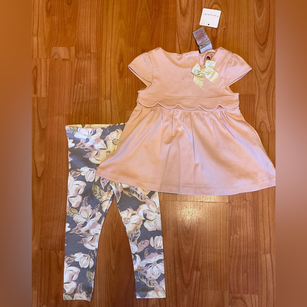 Tahari 2-Pc Baby Girl Top & Leggings Set (size 12M)